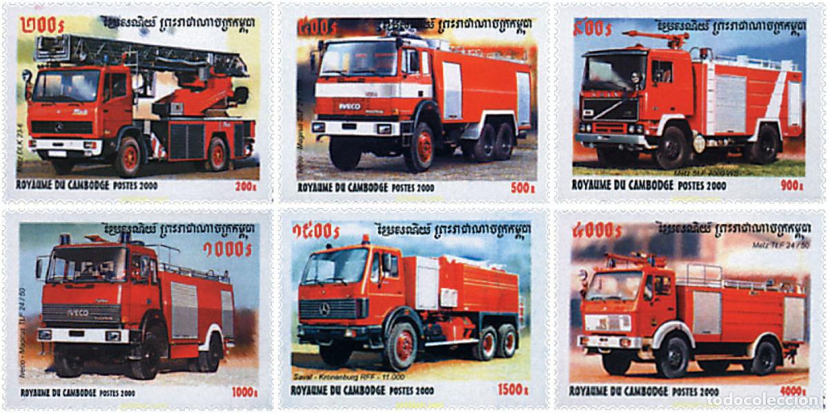 Sellos: 64215 MNH CAMBOYA 2000 COCHES DE BOMBEROS