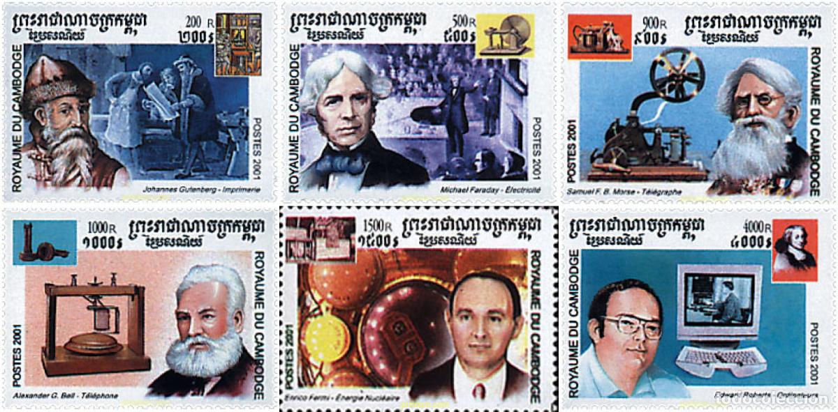 Sellos: 72026 MNH CAMBOYA 2001 INVENTORES
