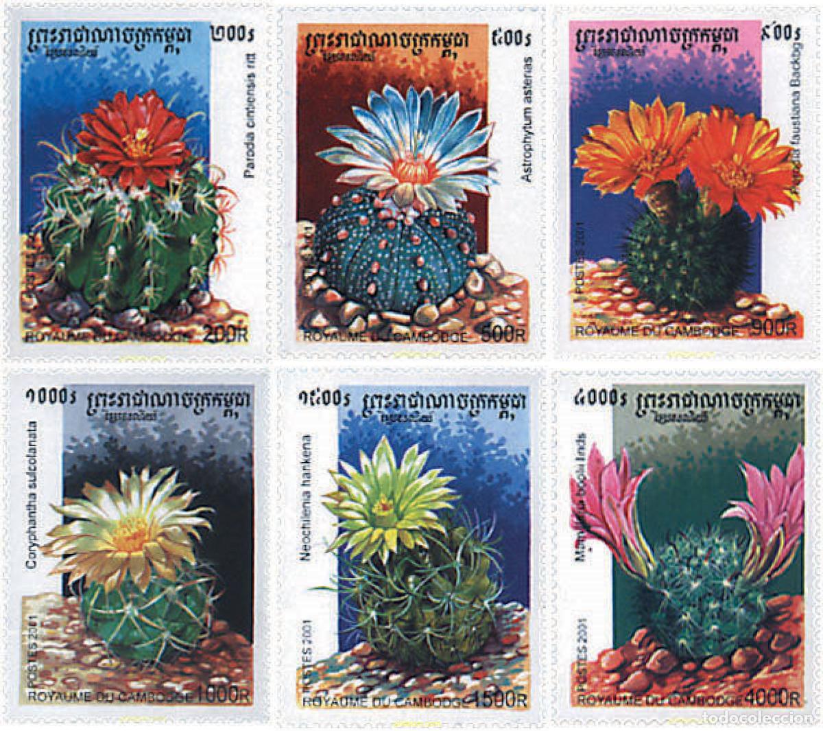 Sellos: 91765 MNH CAMBOYA 2001 FLORES DE CACTUS