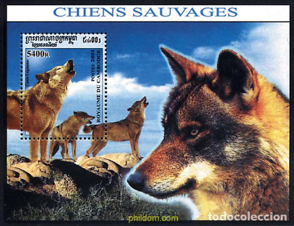 Sellos: 97909 MNH CAMBOYA 2001 PERROS SALVAJES
