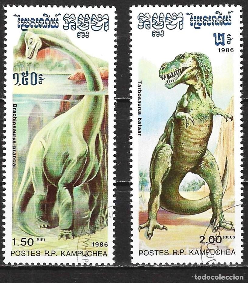 Sellos: Kampuchea 1986 - Mi 745 & 745 - YT 622 & 623 - Dinosaurios