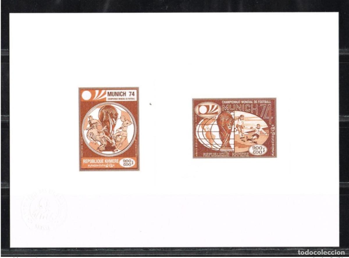 Sellos: Khmer 1973 Mi. 384 - 385 Artista del evento Copa Mundial de la FIFA 1974 Alemania F&uacute;tbol