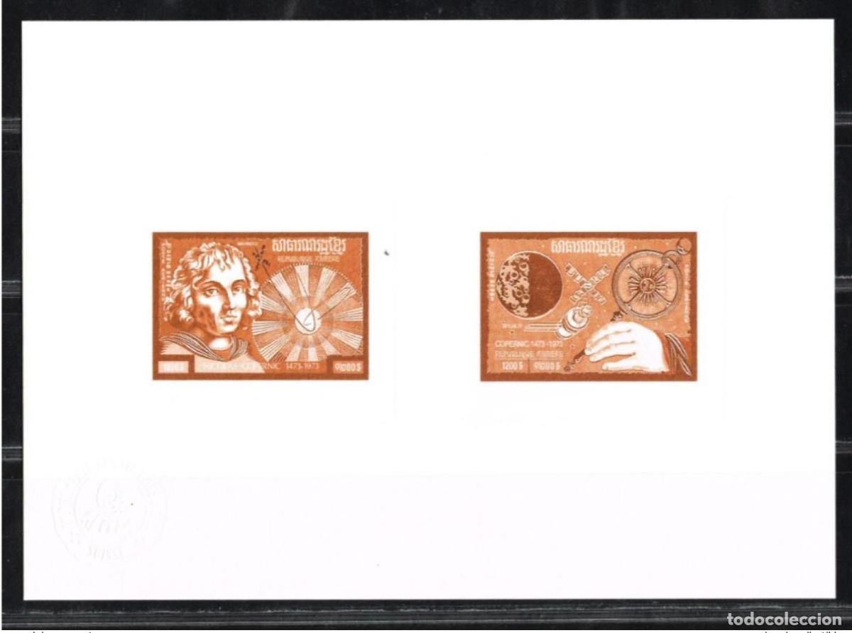 Sellos: Khmer 1974 Mi. 398 - 399 Prueba art&iacute;stica Nicolas Copernic Copernicus