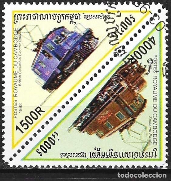 Sellos: Camboya 1998 - Mi 1811 y 1812 - YT 1513 y 1514 - Locomotoras