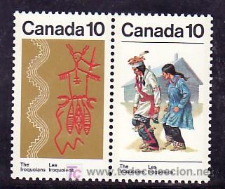 Sellos: CANADA  613/4 SIN CHARNELA, INDIOS, - Foto 1