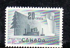 Sellos: CANADA  251 CON CHARNELA, INDUSTRIA DEL PAPEL, TRANSFORMACION DE LA MADERA, - Foto 1