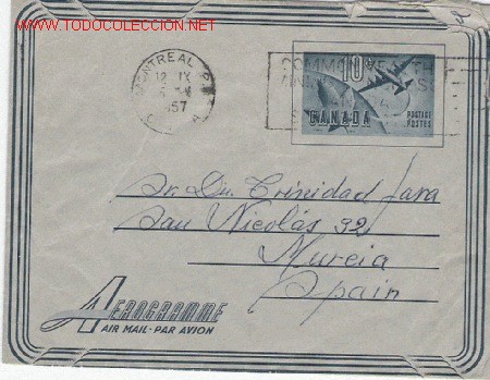 Sellos: CANADA BONITO AEREOGRAMA - Foto 1