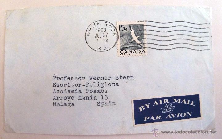 Sellos: SOBRE FILATELICO CANADA 1963. CIRCULADO. - Foto 1