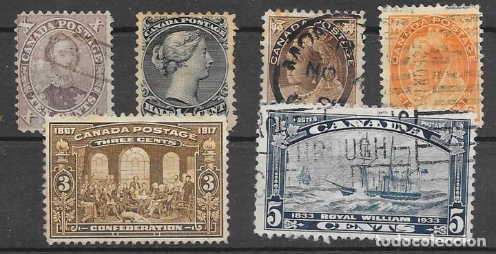 Sellos: CANAD&Aacute;. CONJUNTO DE 6 SELLOS USADOS - Foto 1