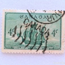 Sellos: SELLO POSTAL CANADA 1949 4 C TERRANOVA , BARCO DE JONH VABOT : MATTHEW , CONMEMORATIVO