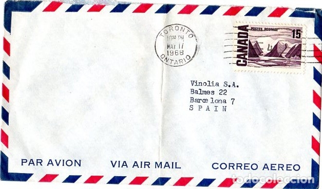 Sellos: CANADA SOBRE AEREO TORONTO MAYO 1968 - Foto 1