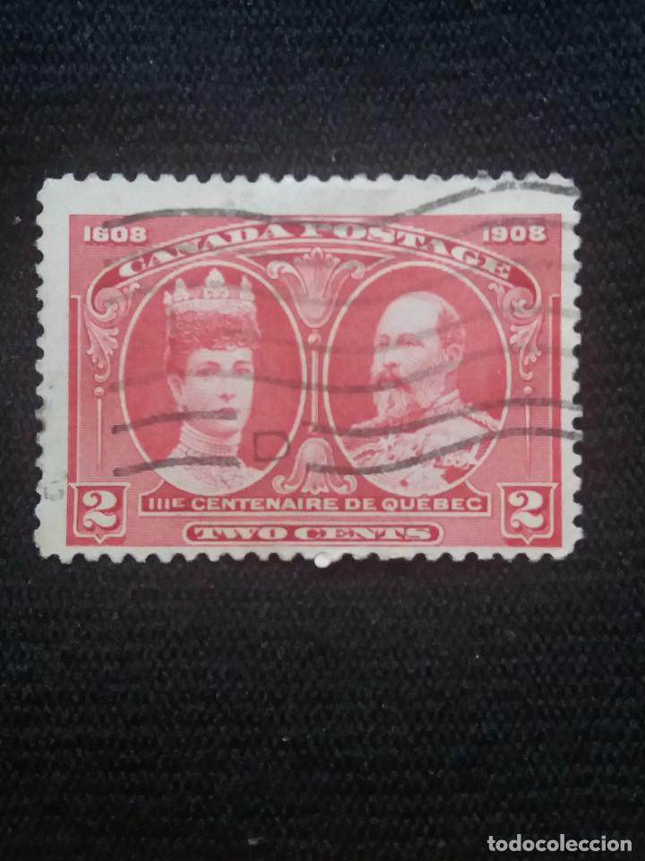 Sellos: CANADA, 2 CENTS, CENTENAIRE DE QUEBEC, A&Ntilde;O 1908. - Foto 1