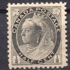 Sellos: CANADA/1898/MNH/SC#74/ REINA VICTORIA / 1/2C NEGRO