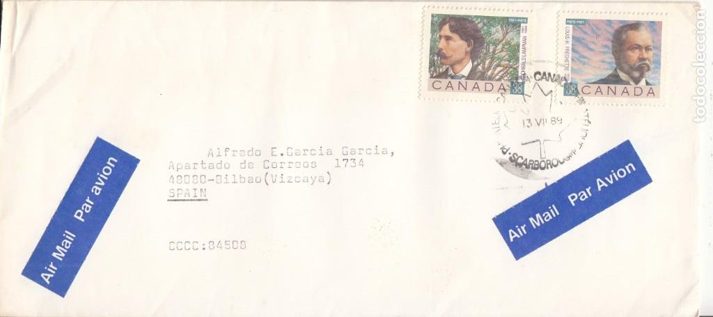 Sellos: CORREO AEREO: CANADA 1989 - Foto 1