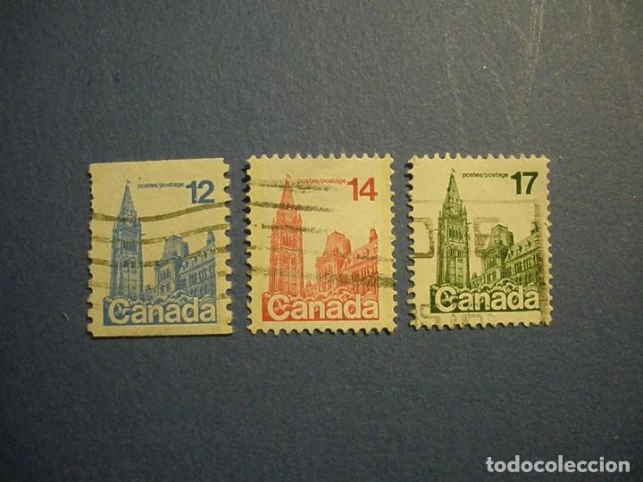 Sellos: CANADA - EDIFICIOS - EL PARLAMENTO - 3 VALORES. - Foto 1