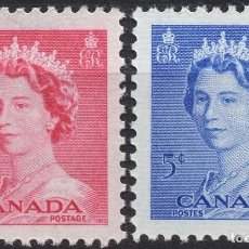 Sellos: CANADA/1953/MNH/SC#327, 329/ REINA ELIZABETH II /QEII / SET PARCIAL