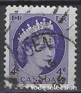 Sellos: CANAD&Aacute; 1954 - ISABEL II, VIOLETA - USADO - Foto 1
