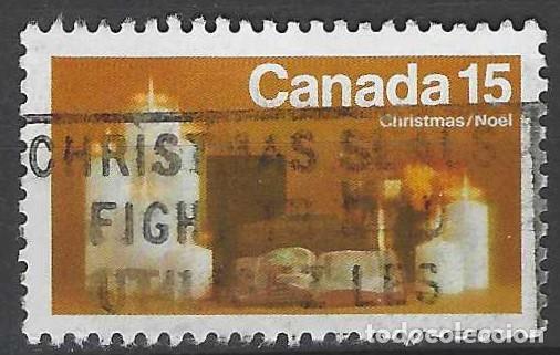Sellos: CANAD&Aacute; 1972 - NAVIDAD, VELAS - USADO - Foto 1