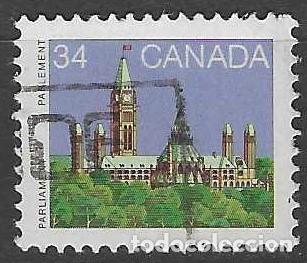 Sellos: CANAD&Aacute; 1985 - EDIFICIOS DEL PARLAMENTO - USADO - Foto 1