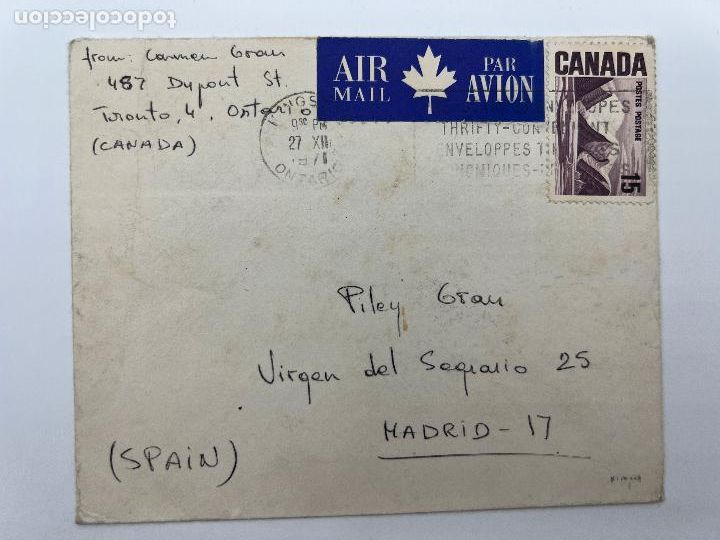 Sellos: CORREO AEREO. CANADA - ESPA&Ntilde;A - Foto 1
