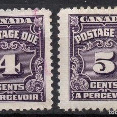 Sellos: CANADA/1935-65/MNH/SC#J17_USED, J18/ POSTAGE DUE / SET PARCIAL