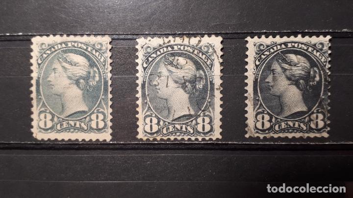 Sellos: CANAD&Aacute;. A&Ntilde;0 1870-93. &deg;. YVERT 33,33a,33b. - Foto 1