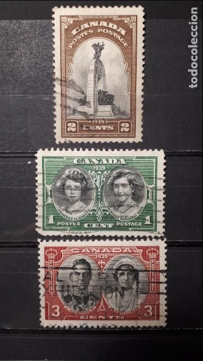 Sellos: CANAD&Aacute;. A&Ntilde;0 1939 &deg;. Yvert 202/4 - Foto 1