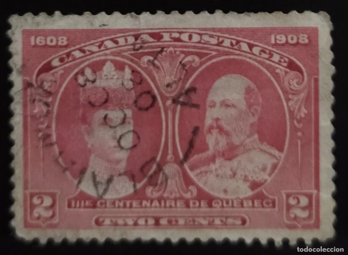 Sellos: CANADA 1908 III Centenario de la fundaci&oacute;n de Qu&eacute;bec.USADO. - Foto 1
