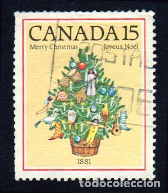 Sellos: Canad&aacute;, Navidad. .Arbol. 1981. YT-784 Usado - Foto 1