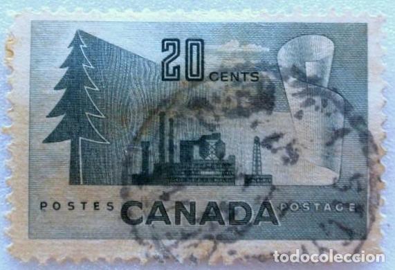 Francobolli: Sello postal CANADÁ 1952 , 20 centavos, Industria papelera y madera del país, Productos forestales