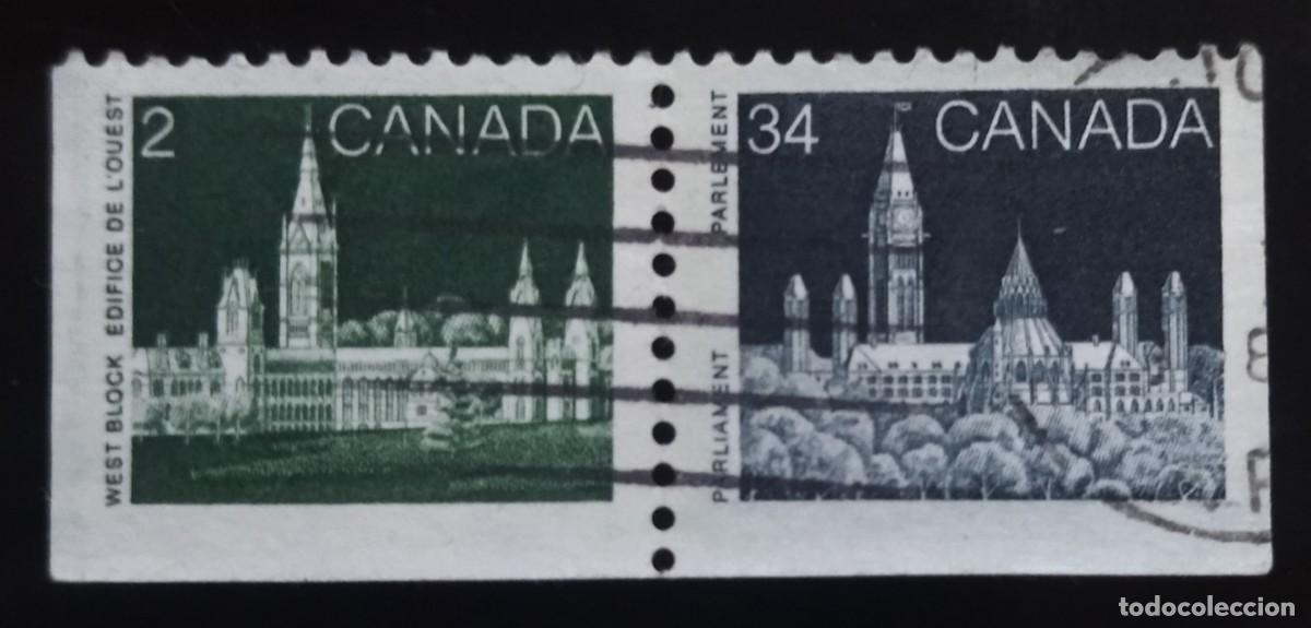 Sellos: CANAD&Aacute; 1985 Edificios del parlamento. PAREJA - USADO. - Foto 1
