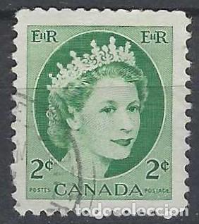 Sellos: CANAD&Aacute; 1954 - ISABEL II, VERDE - USADO - Foto 1