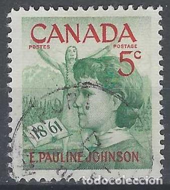 Sellos: CANAD&Aacute; 1961 - CENTENARIO DEL NACIMIENTO DE E. PAULINE JOHNSON - USADO - Foto 1