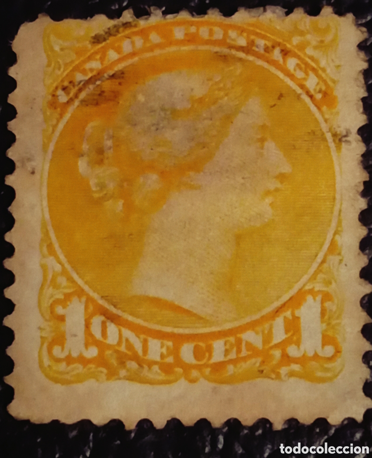 Sellos: Sello Canad&aacute; 1870 Reina Victoria 1&cent; Amarillo - Scott #35