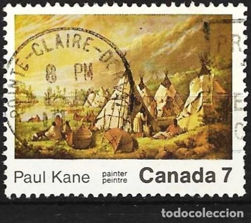 Sellos: Canada 1971 - Mi 486 - YT 463 - Pintura de Paul Kane : Campamento de Ind&iacute;genas americanos