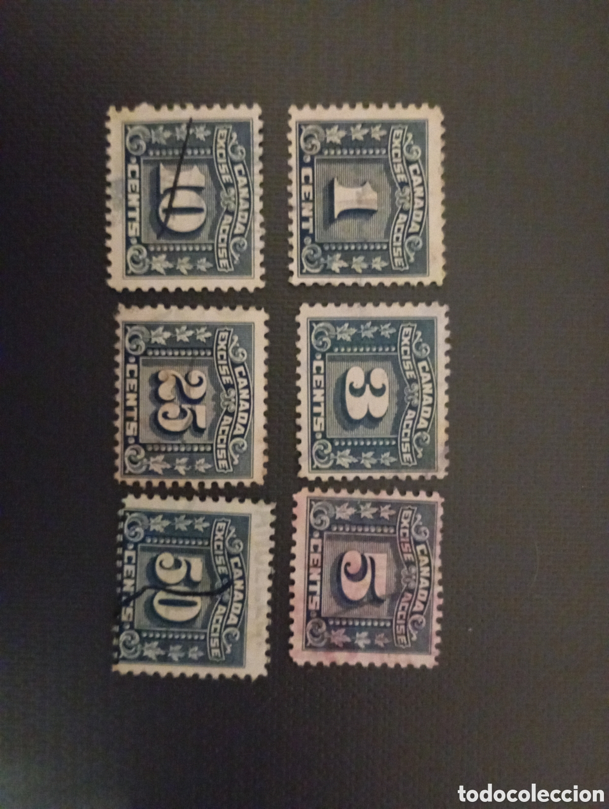 Sellos: CANAD&Aacute; IMPUESTOS ESPECIALES USADOS