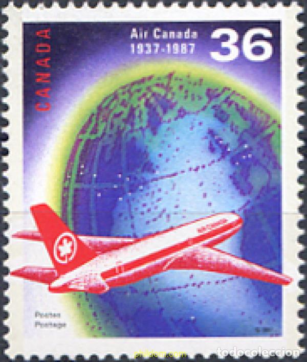 Sellos: 130318 MNH CANADA 1987 50 ANIVERSARIO DE LA COMPA&Ntilde;IA AEREA AIR-CANADA