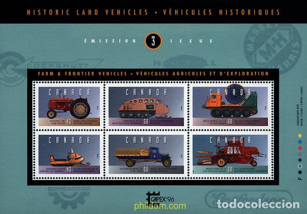 Sellos: 43869 MNH CANADA 1995 VEHICULOS HISTORICOS PARA LA AGRICULTURA Y LA EXPORTACION