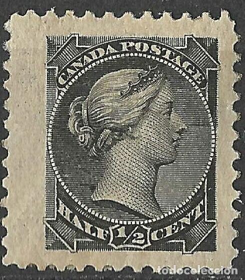 Sellos: CANADA/1870-89/MH/SC#34/ REINA VICTORIA/ QV / 1/2c NEGRO