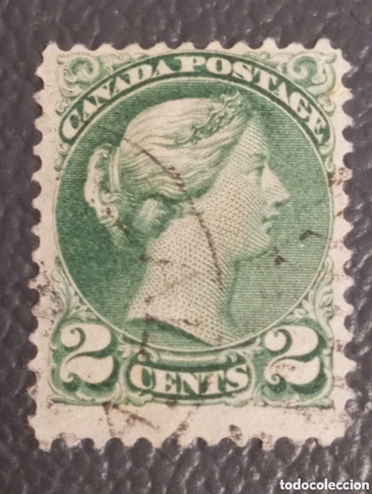 Sellos: Sello Canad&aacute; 1870-1897 - Reina Victoria 2 Cents Verde Usado - Scott #36