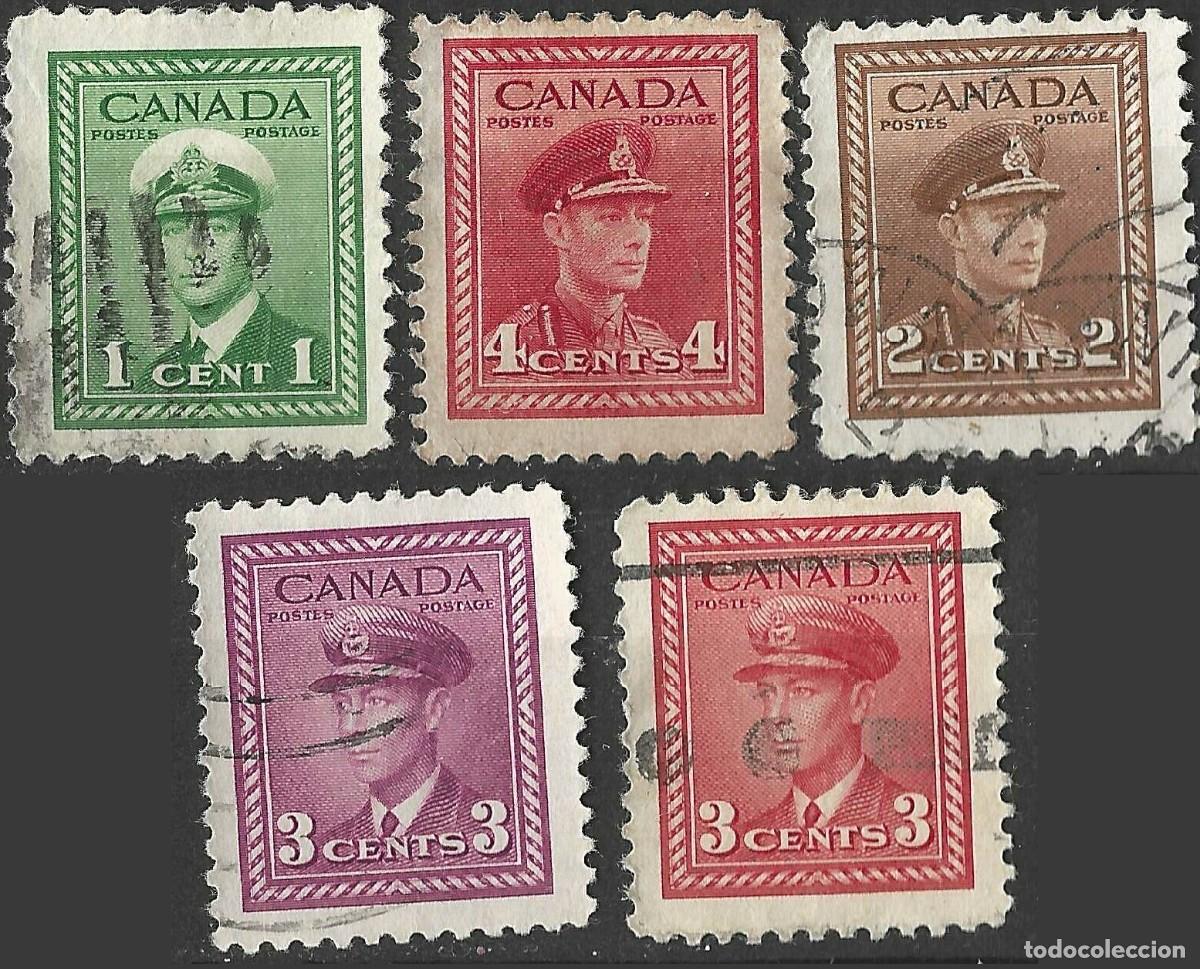 Sellos: CANADA/1942-3/USED/SC#249-52, 254/ REY KORGE VI / KGVI/ WWII