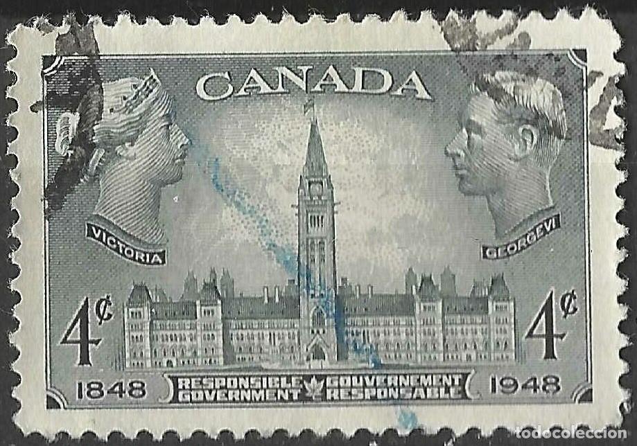 Sellos: CANADA/1948/USED/SC#277/ CENT DE GOBIERNO RESPONSABLE/ REY JORGE VI/ REINA VICTORIA