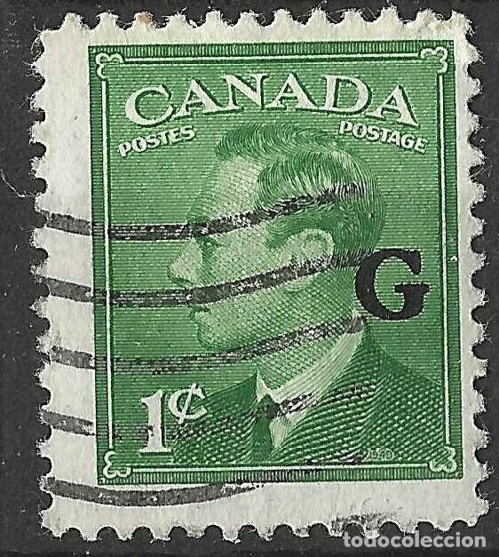 Sellos: CANADA/1950/USED/SC#O16/ REY JORGE VI / KGVI / SELLO OFICIAL/ 1c VERDE