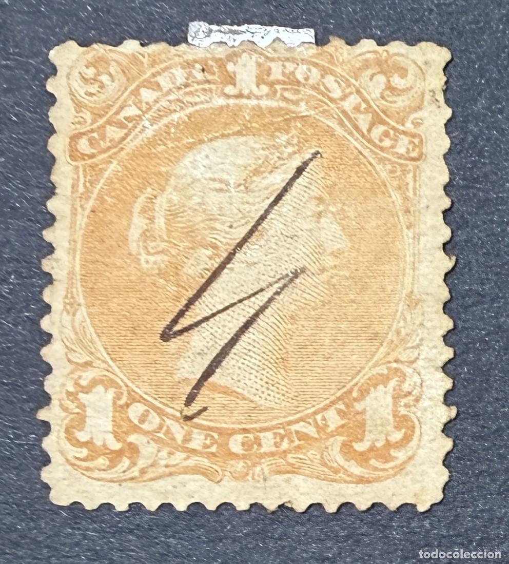 Sellos: CANADA, 1869. YVERT 19. REINA VICTORIA. AMARILLO NARANJA. USADO
