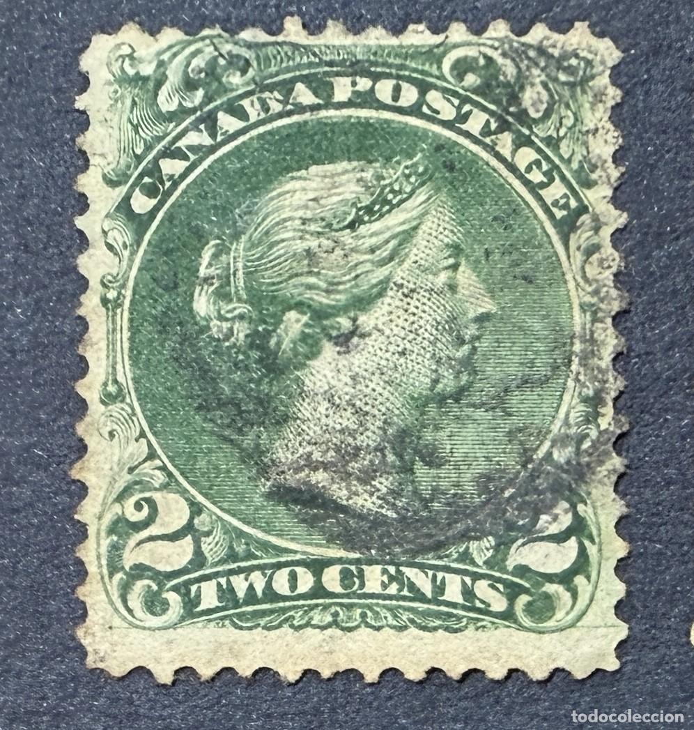 Sellos: CANADA, 1868. YVERT 20. REINA VICTORIA. VERDE. USADO