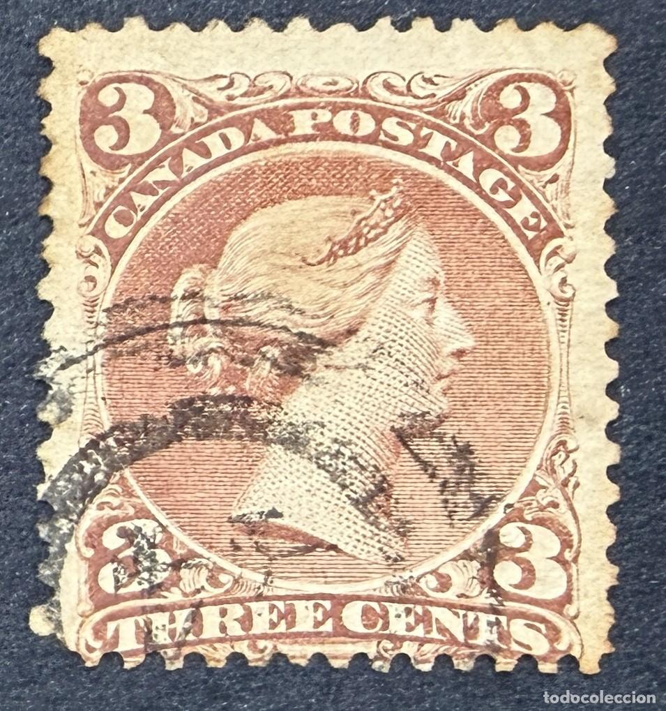 Sellos: CANADA, 1868. YVERT 21. REINA VICTORIA. ROJO. USADO