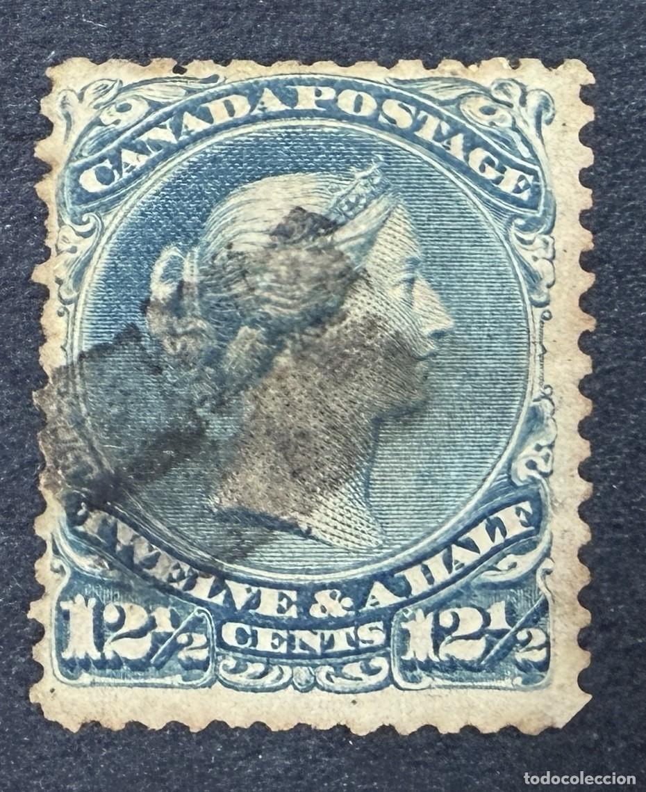 Sellos: CANADA, 1868. YVERT 24. REINA VICTORIA. AZUL. USADO