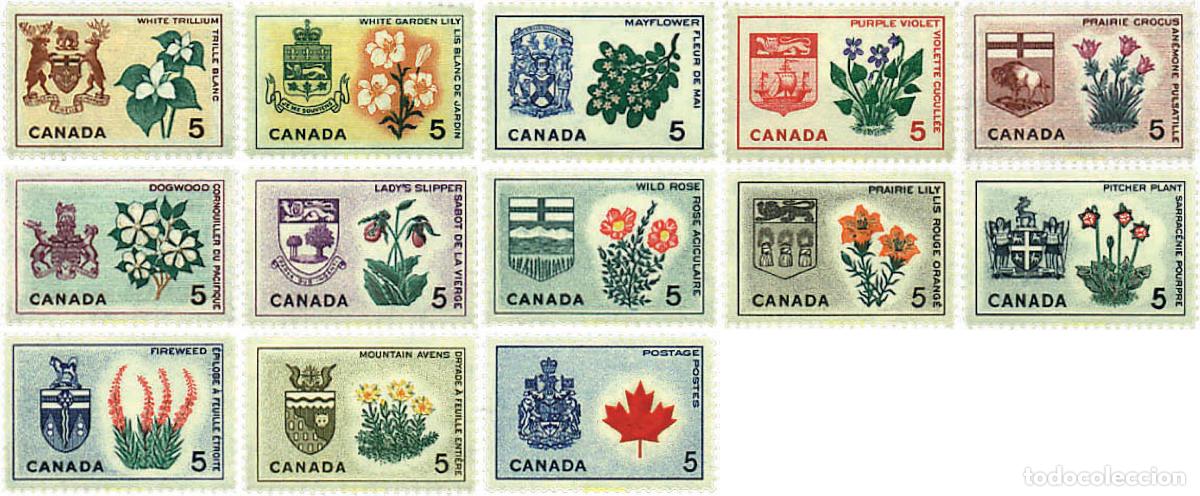 Sellos: 95974 MNH CANADA 1964 ESCUDOS DE LAS PROVINCIAS Y FLORES