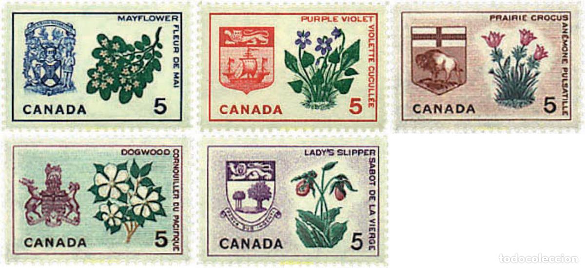 Sellos: 300605 MNH CANADA 1964 ESCUDOS DE LAS PROVINCIAS Y FLORES