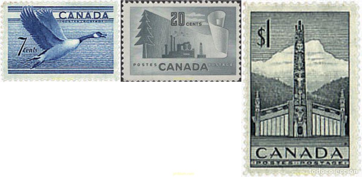 Sellos: 686873 HINGED CANADA 1952 MOTIVOS VARIOS
